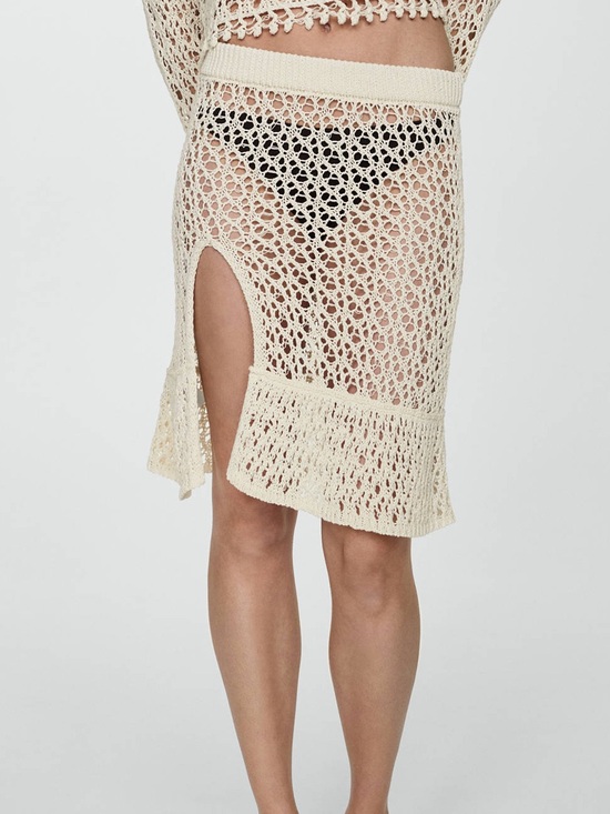 Mango Other - Mango MNG - NWT Ivory off white cream knit Crochet Cover-Up Skirt  Swim
